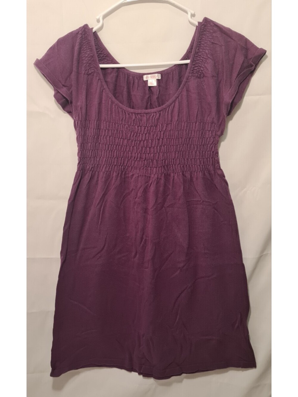 Xhilaration Womens Dress Plum Purple Smocked Waist Cap Sleeve Summer Mini S USED